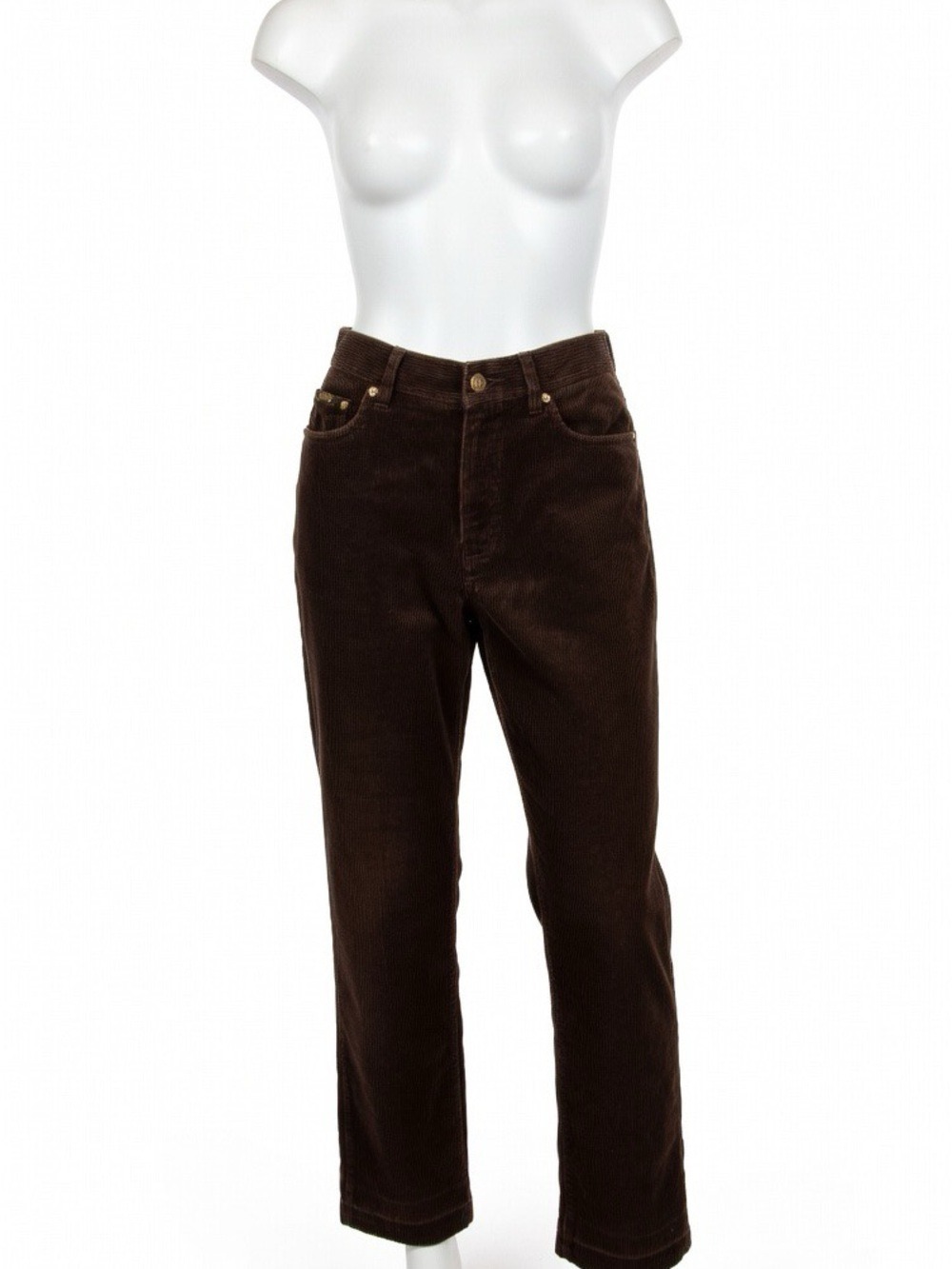 Ralph Lauren Women's Straight-Leg Corduroy Jeans in Dark Brown Sz 8
